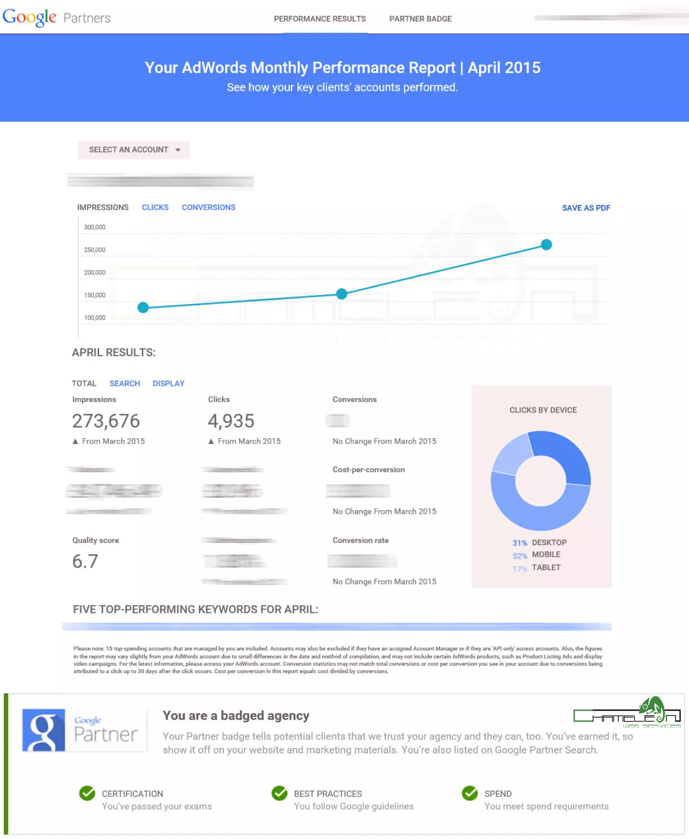 Google Partner Adwords Performance Report