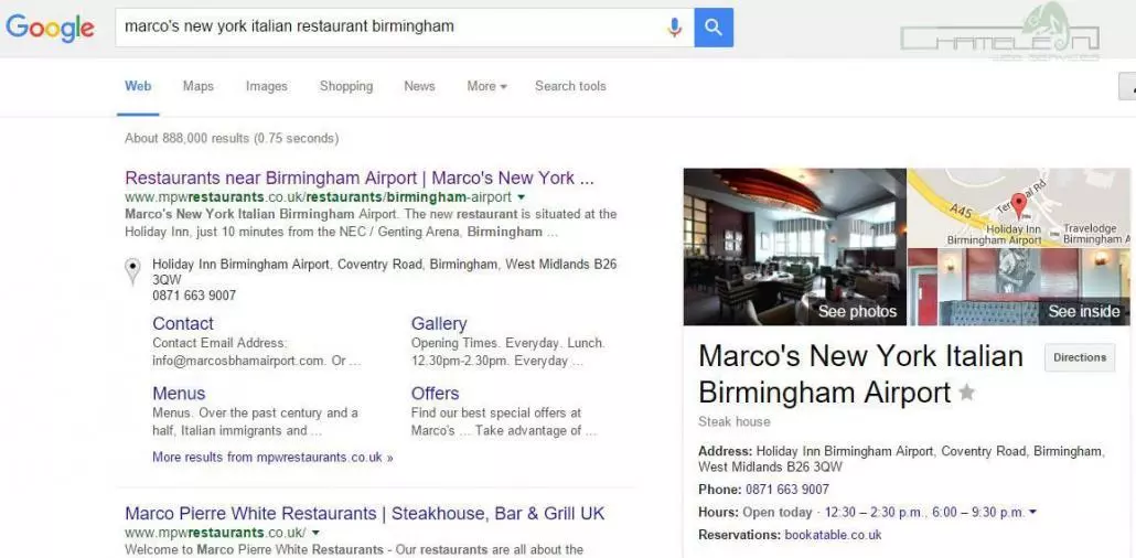Marco's New York Italian Birmingham Airport Google Pin
