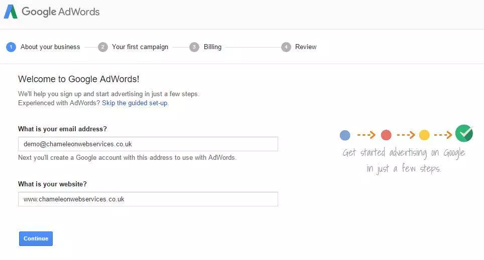 how to setup and adwords account