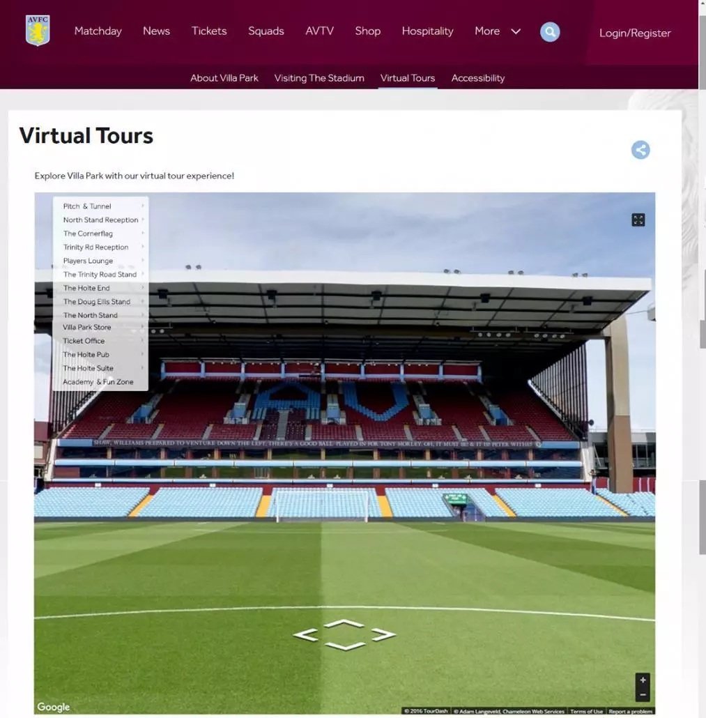 Aston Villa 360 Virtual Tour