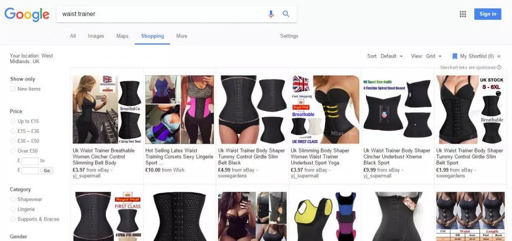 Waist Trainer shopping images