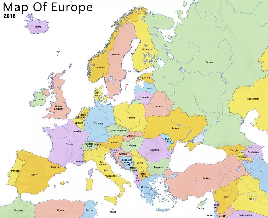 Map of Europe 2018