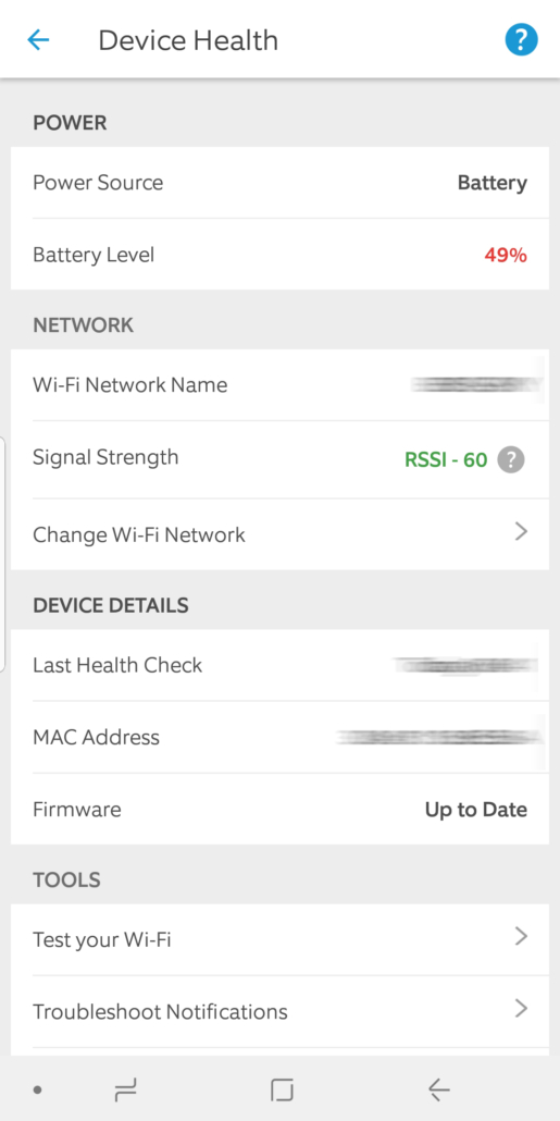 Ring Video Doorbell 2 Device Health