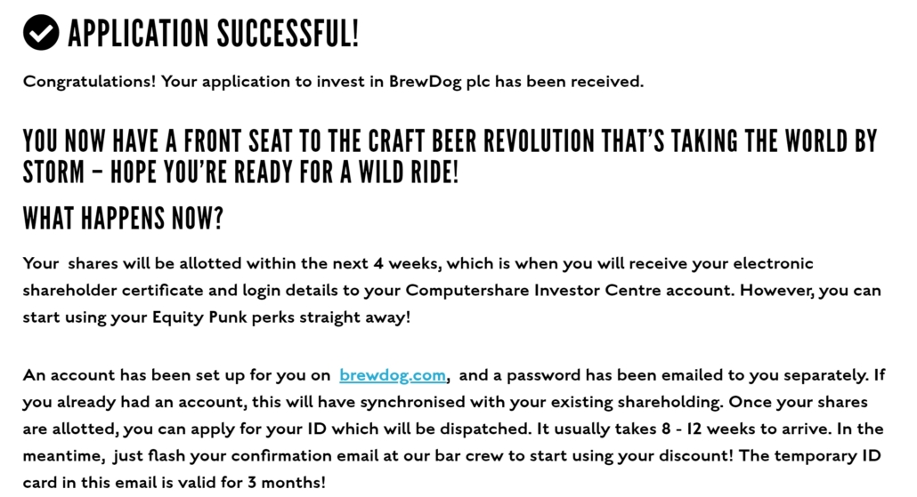 Brewdog equity for punks investment