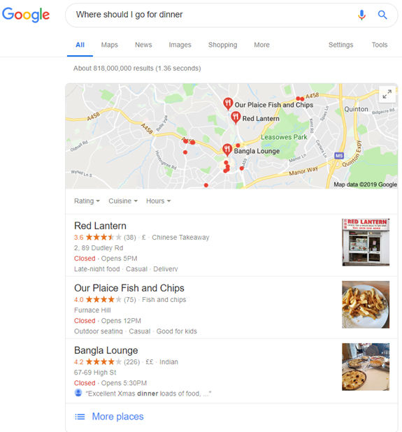 Google RankBrain Where Should I Go For Dinner